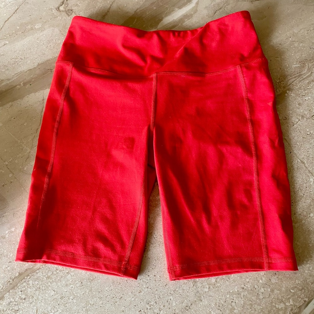 Red High-Waist Biker Shorts medium